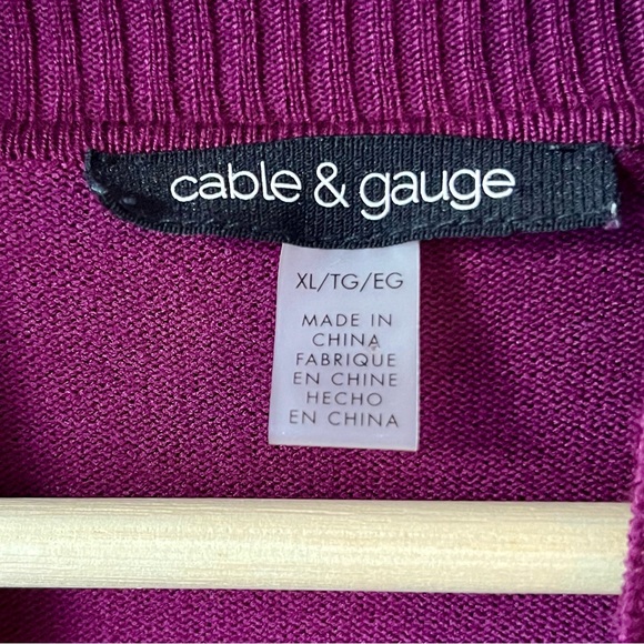 Cable & Gauge Mock Neck Magenta Knit Top size XL - Picture 3 of 7